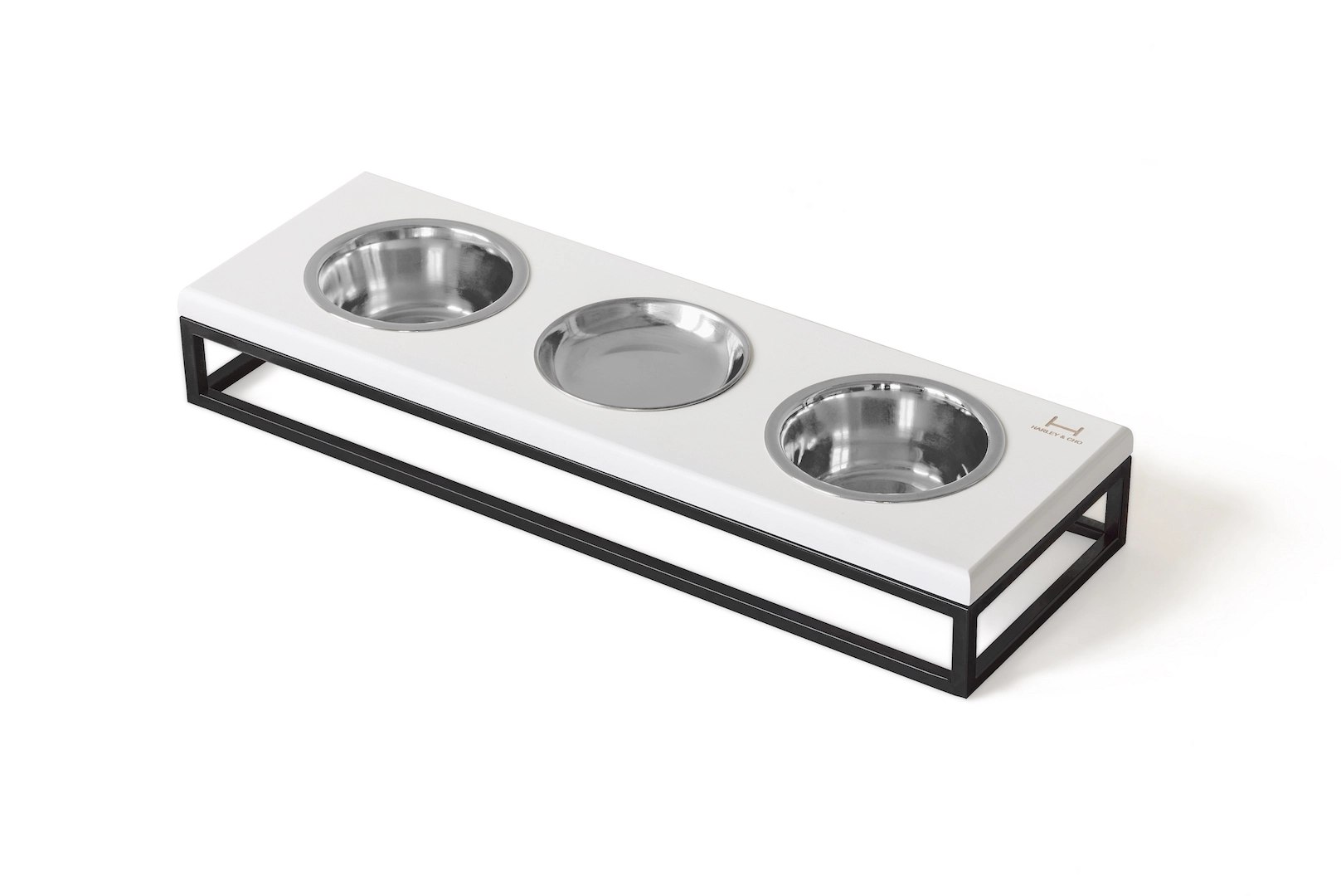 Lunch Bar Wood (3 миски) White Wood + Black S