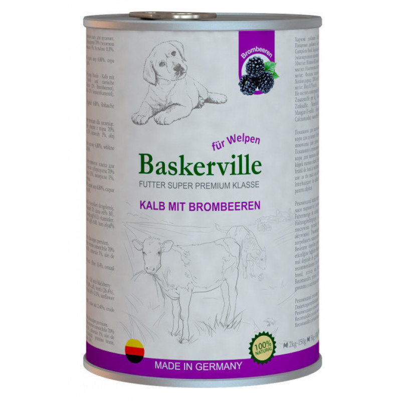 Baskerville Super Premium Kalb Mit Brombeeren. Телятина та ожина для цуценят, 400g