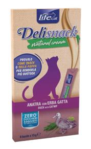 Ласощі для котів Кремові стіки LifeCat Delisnack на основі м’яса качки та котячої м’яти 1шт\90гр 6 шт\уп