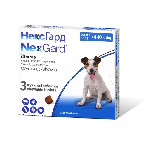 NexGard від бліх і кліщів для собак M, 4-10 кг