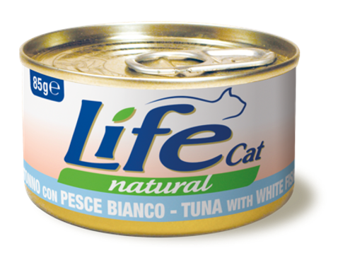 LifeCat Вологий корм з тунцем та білою рибою 85 грамів