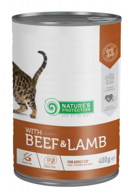 Nature's Protection Консерви Cat Adult Beef & Lamb 400g для Дорослих котів з яловичиною та бараниною