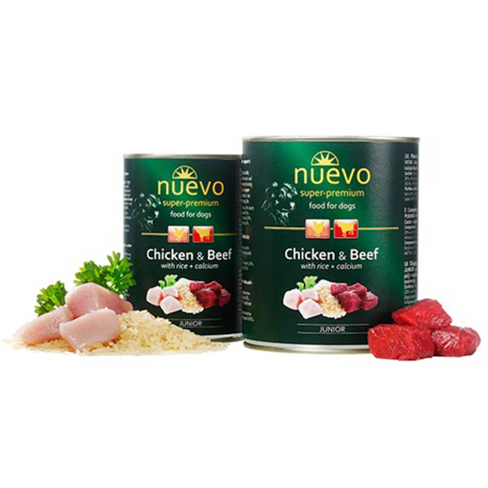 Вологий корм NUEVO PUPPY JUNIOR Chicken Beef Rice Calcium 800 г