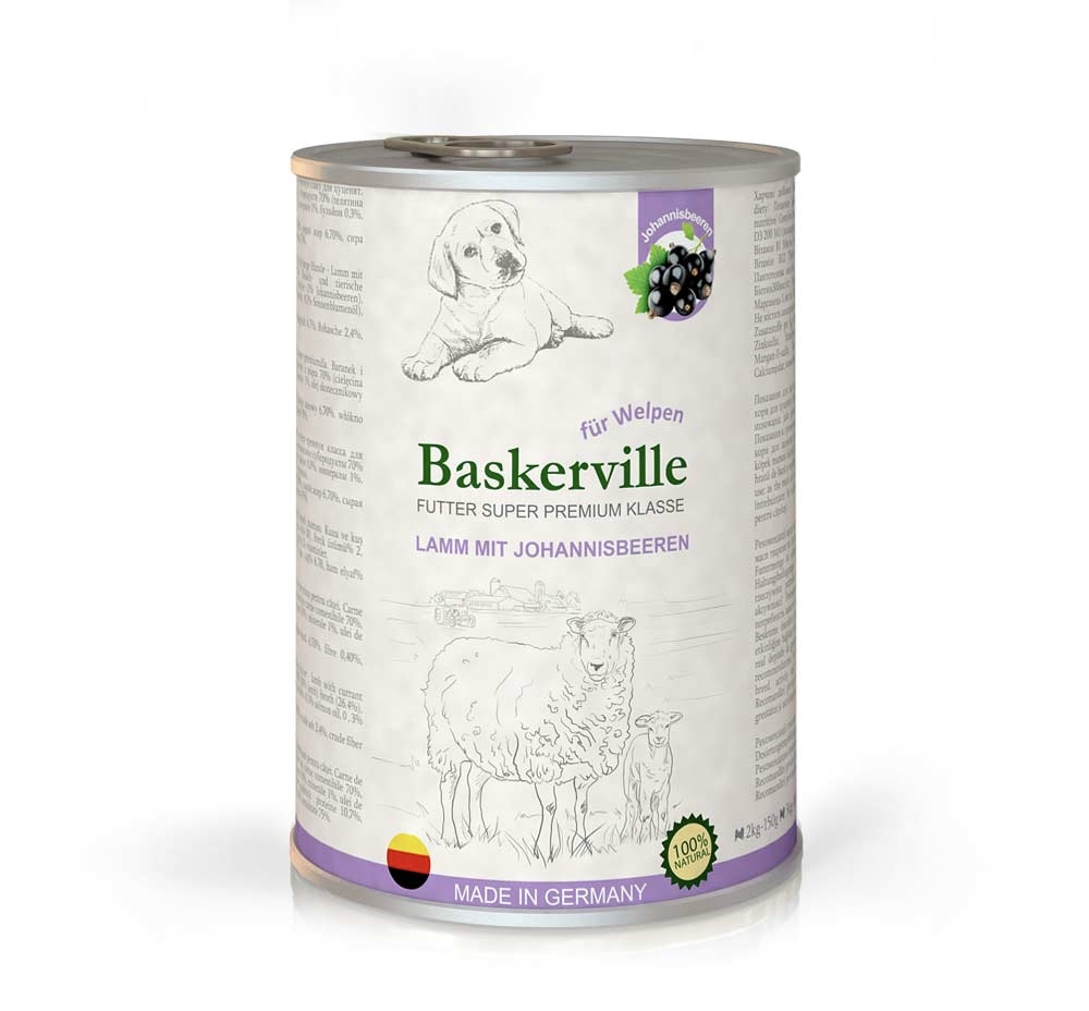 Baskerville Super Premium Lamm Mit Johannisbeeren. Ягня та смородина для цуценят, 800g