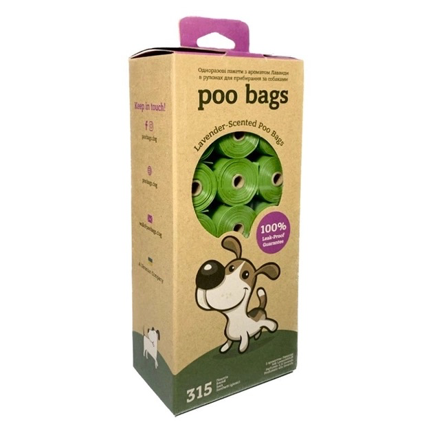 Пакети для прибирання Poo Bags з ароматом Лаванди Біорозкладні ціна за 1 рулон