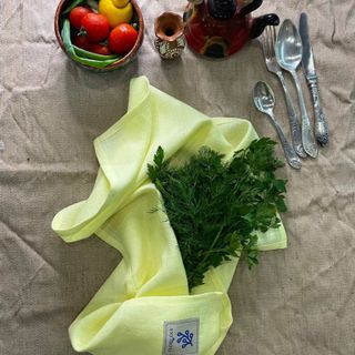 Серветка для зберігання зелені, лимонна, 100% льон